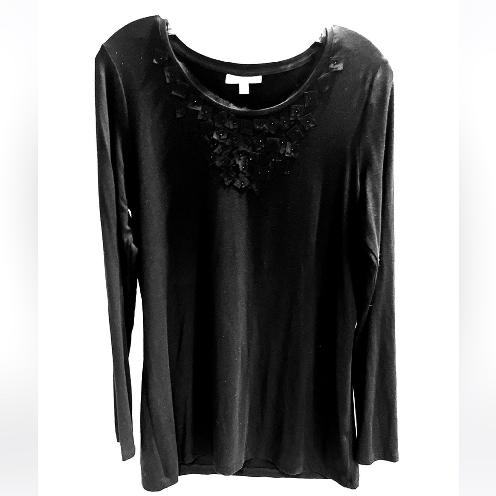 AMBER SUN Black Beaded Top Size Medium